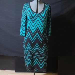 Green and Black Knee-Length Sweater Dress By Derek Heart Size XL